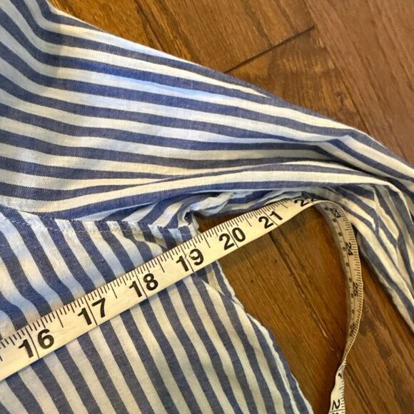 H&M classic blue cotton striped button down blouse 8 - Picture 7 of 8